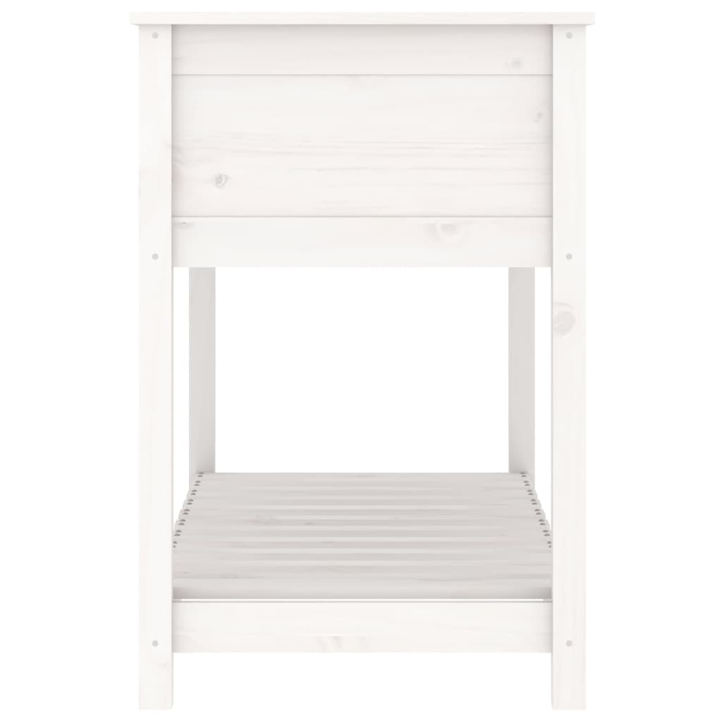 vidaXL Jardinieră cu raft, alb, 111,5x54x81 cm, lemn masiv de pin