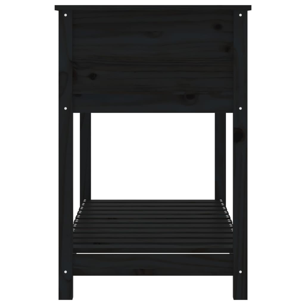 vidaXL Jardinieră cu raft, negru, 111,5x54x81 cm, lemn masiv de pin