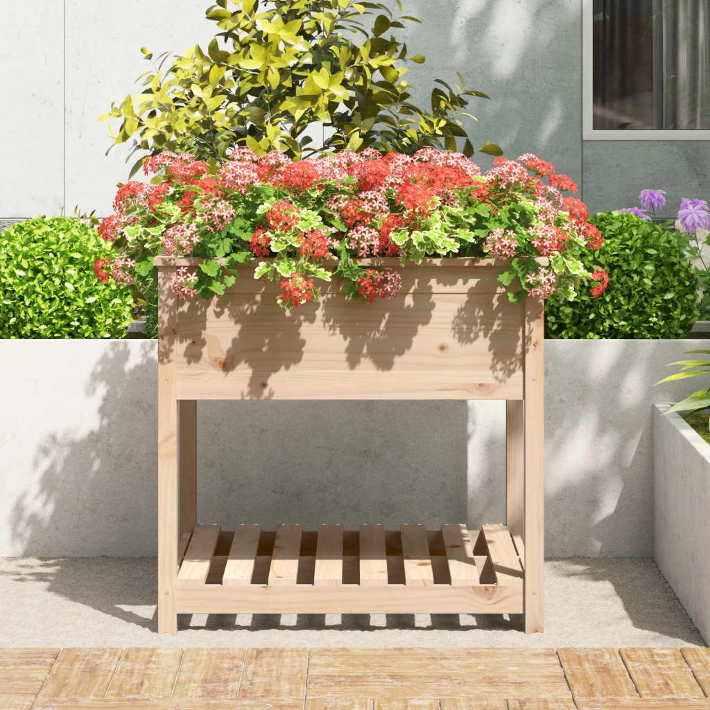vidaXL Jardinieră cu raft, 82,5x82,5x81 cm, lemn masiv de pin vidaXL Jardinieră cu raft, 82,5x82,5x81 cm, lemn masiv de pin
