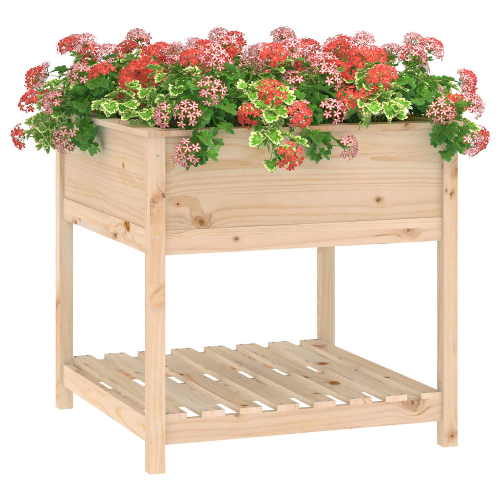 vidaXL Jardinieră cu raft, 82,5x82,5x81 cm, lemn masiv de pin vidaXL Jardinieră cu raft, 82,5x82,5x81 cm, lemn masiv de pin