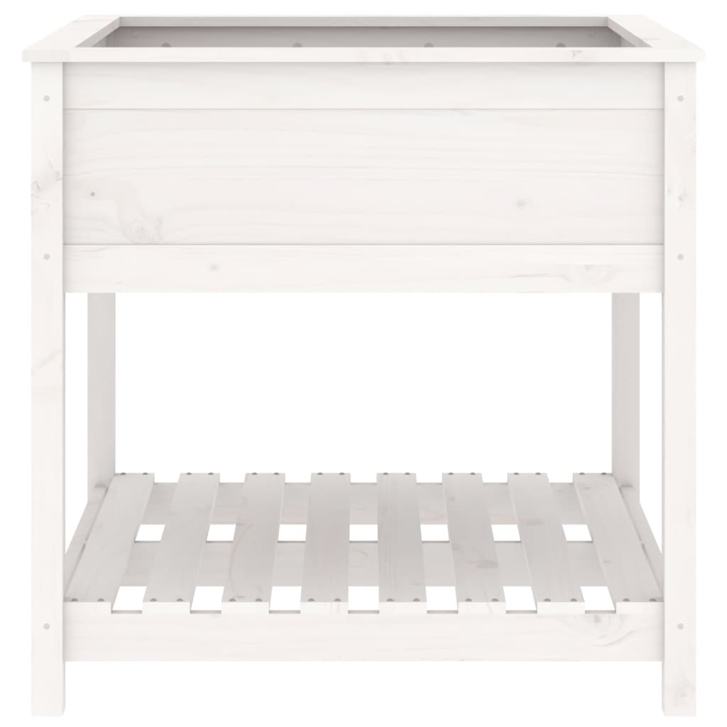 vidaXL Jardinieră cu raft, alb, 82,5x82,5x81 cm, lemn masiv de pin