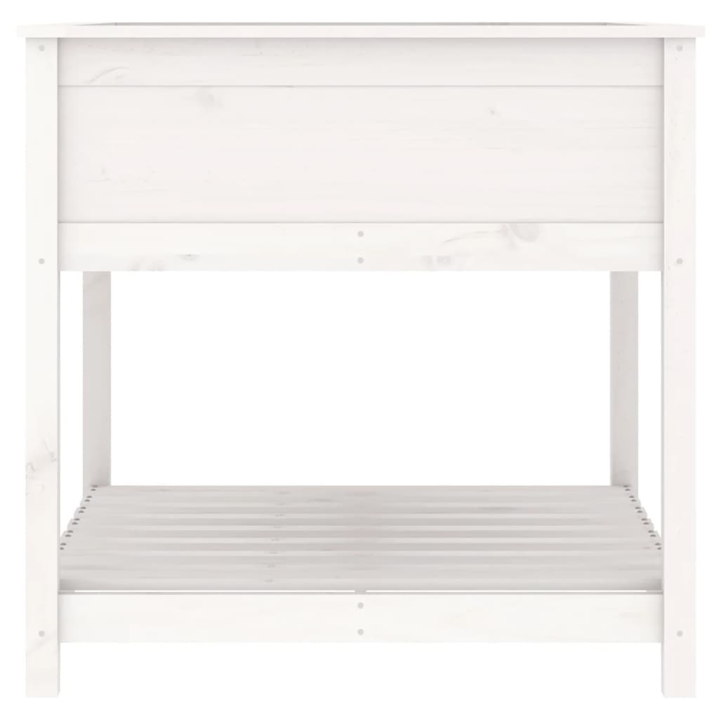 vidaXL Jardinieră cu raft, alb, 82,5x82,5x81 cm, lemn masiv de pin