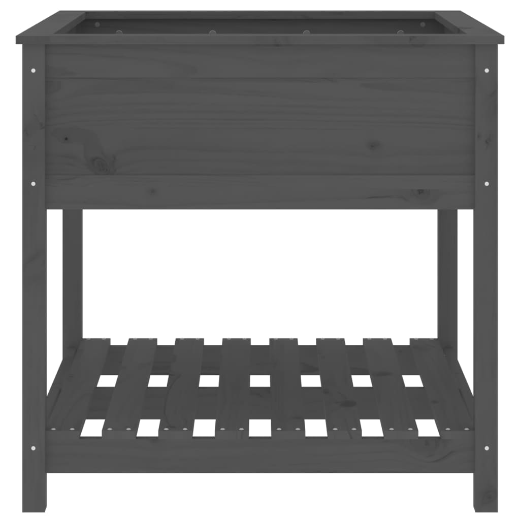 vidaXL Jardinieră cu raft, gri, 82,5x82,5x81 cm, lemn masiv de pin vidaXL Jardinieră cu raft, gri, 82,5x82,5x81 cm, lemn masiv de pin