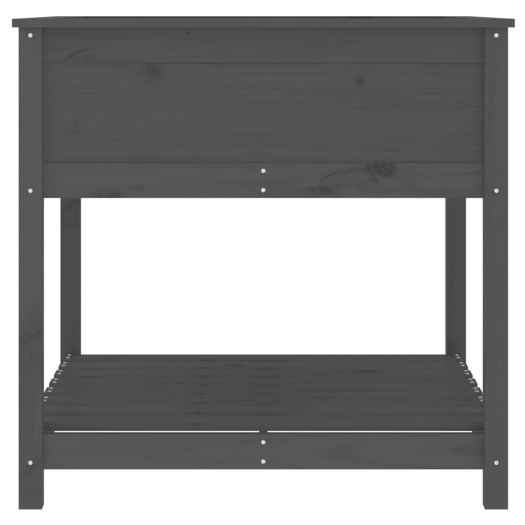 vidaXL Jardinieră cu raft, gri, 82,5x82,5x81 cm, lemn masiv de pin vidaXL Jardinieră cu raft, gri, 82,5x82,5x81 cm, lemn masiv de pin