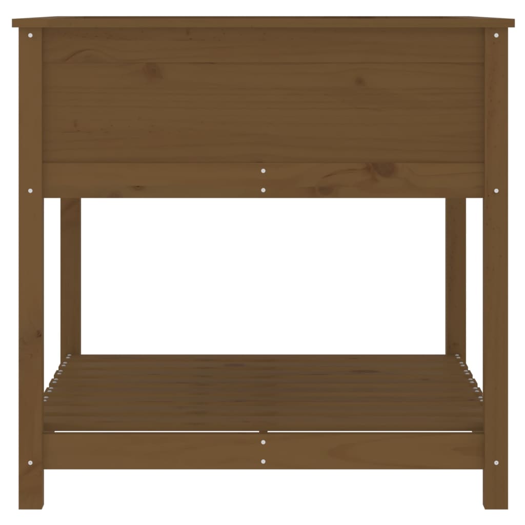 vidaXL Jardinieră cu raft, maro miere, 82,5x82,5x81 cm, lemn masiv pin