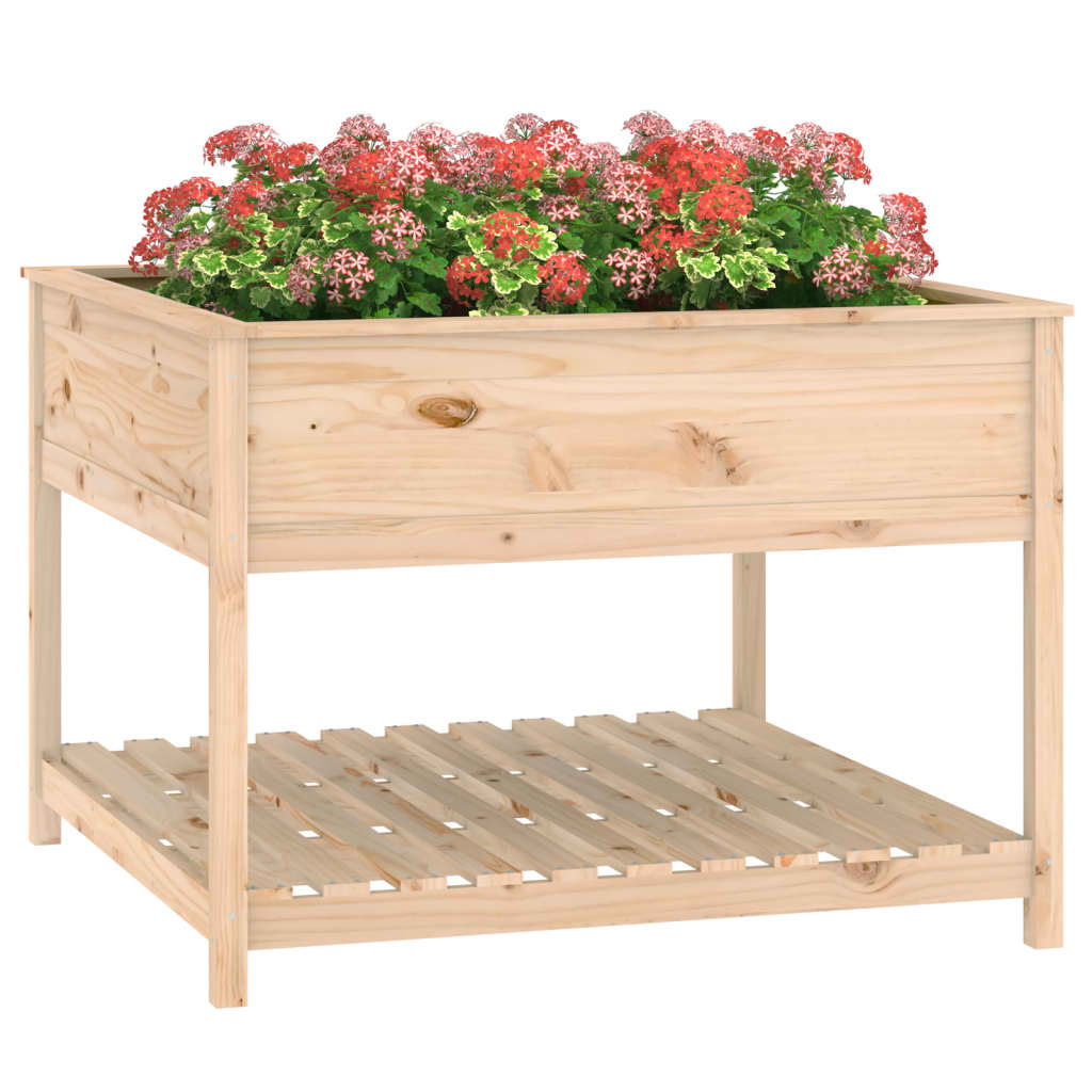 vidaXL Jardinieră cu raft, 111,5x111,5x81 cm, lemn masiv de pin vidaXL Jardinieră cu raft, 111,5x111,5x81 cm, lemn masiv de pin