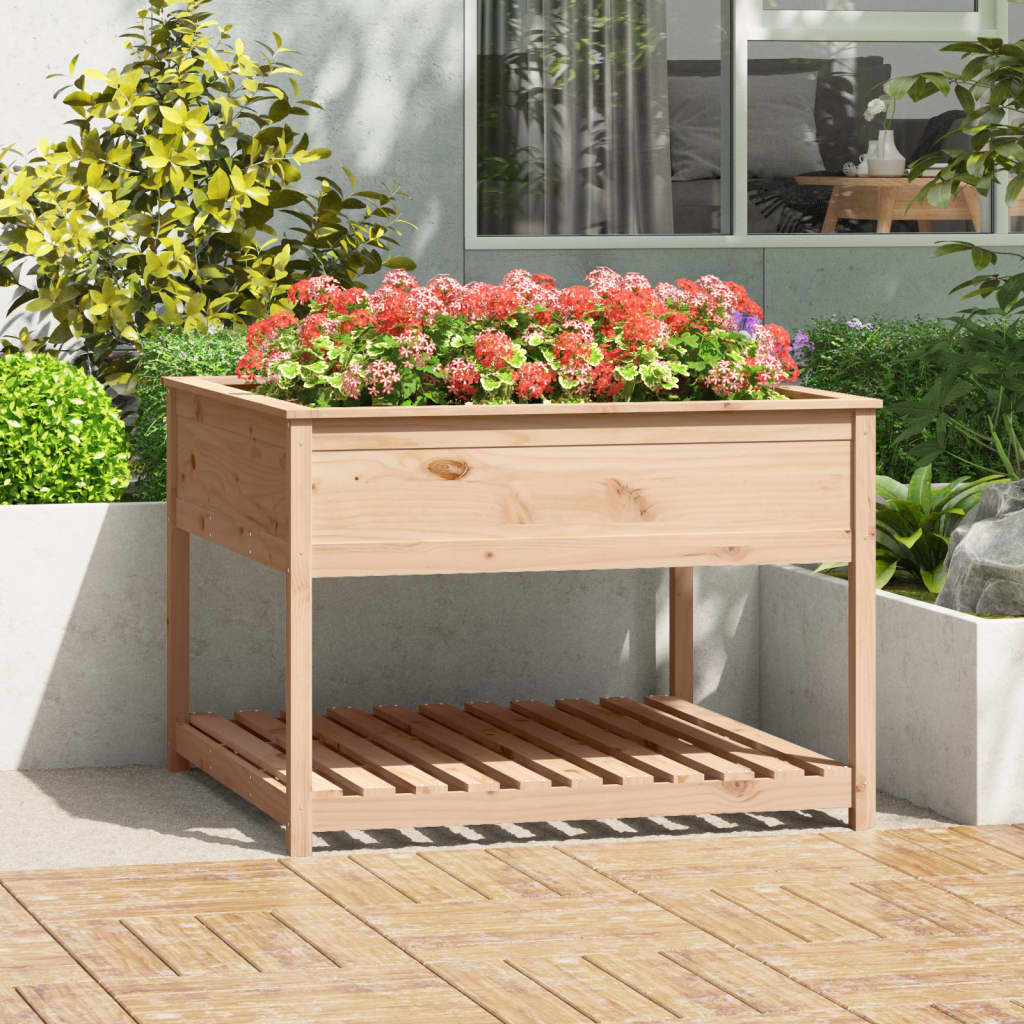 vidaXL Jardinieră cu raft, 111,5x111,5x81 cm, lemn masiv de pin vidaXL Jardinieră cu raft, 111,5x111,5x81 cm, lemn masiv de pin