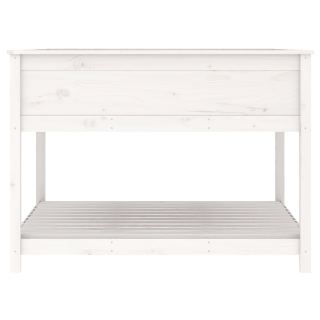 vidaXL Jardinieră cu raft, alb, 111,5x111,5x81 cm, lemn masiv de pin