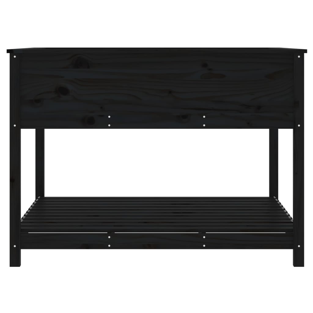 vidaXL Jardinieră cu raft, negru, 111,5x111,5x81 cm, lemn masiv de pin