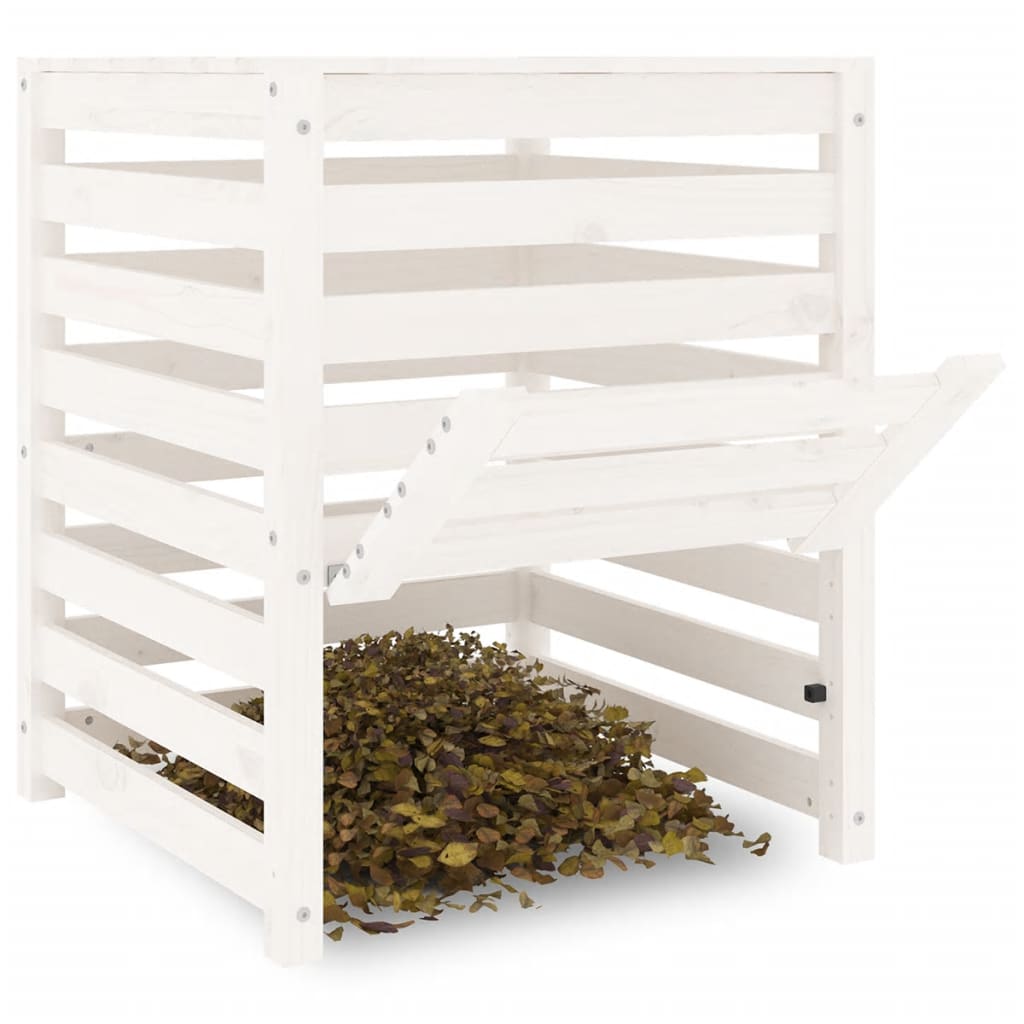 vidaXL Compostor, alb, 63,5x63,5x77,5 cm, lemn masiv de pin vidaXL Compostor, alb, 63,5x63,5x77,5 cm, lemn masiv de pin