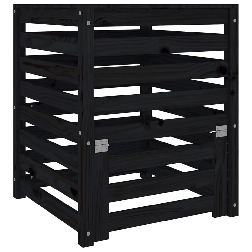 vidaXL Compostor, negru, 63,5x63,5x77,5 cm, lemn masiv de pin vidaXL Compostor, negru, 63,5x63,5x77,5 cm, lemn masiv de pin