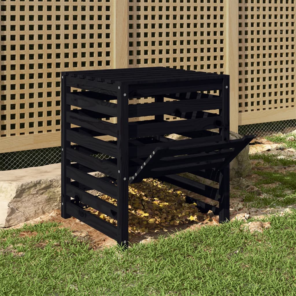 vidaXL Compostor, negru, 63,5x63,5x77,5 cm, lemn masiv de pin vidaXL Compostor, negru, 63,5x63,5x77,5 cm, lemn masiv de pin
