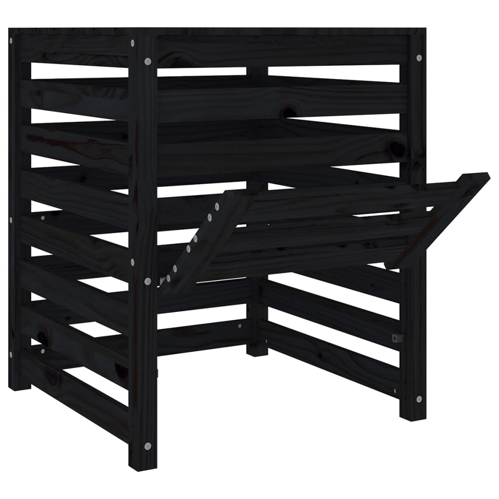 vidaXL Compostor, negru, 63,5x63,5x77,5 cm, lemn masiv de pin vidaXL Compostor, negru, 63,5x63,5x77,5 cm, lemn masiv de pin