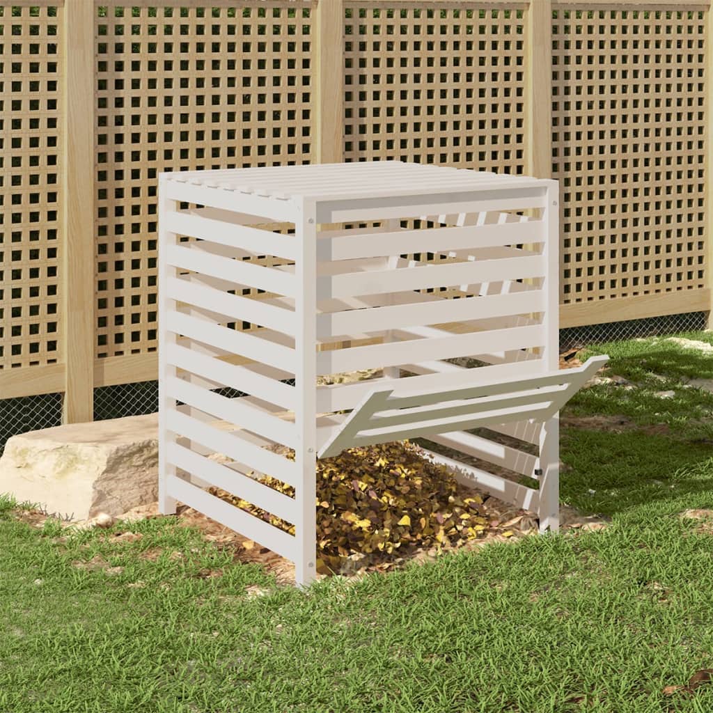 vidaXL Compostor, alb, 82,5x82,5x99,5 cm, lemn masiv de pin vidaXL Compostor, alb, 82,5x82,5x99,5 cm, lemn masiv de pin
