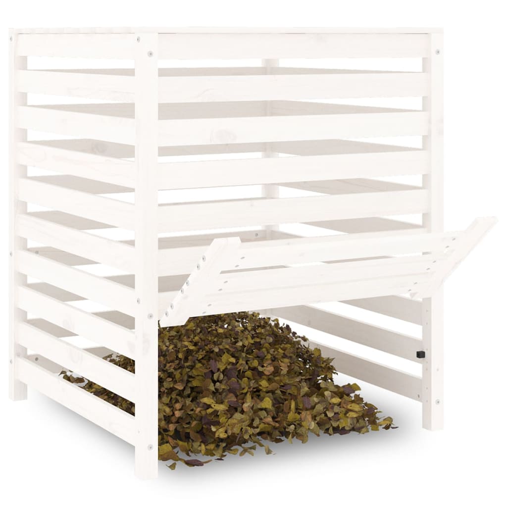 vidaXL Compostor, alb, 82,5x82,5x99,5 cm, lemn masiv de pin vidaXL Compostor, alb, 82,5x82,5x99,5 cm, lemn masiv de pin