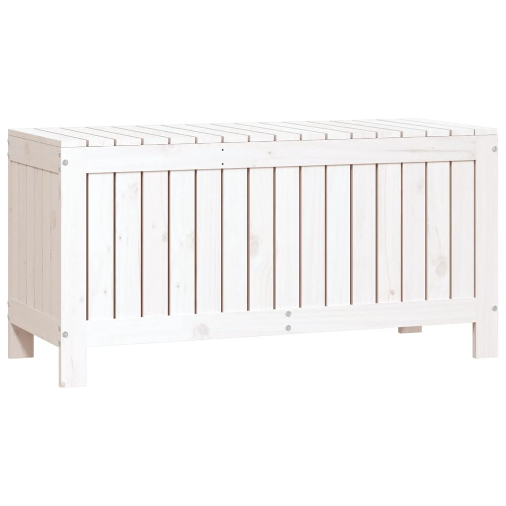 vidaXL Cutie de depozitare grădină, alb, 108x42,5x54 cm lemn masiv pin vidaXL Cutie de depozitare grădină, alb, 108x42,5x54 cm lemn masiv pin