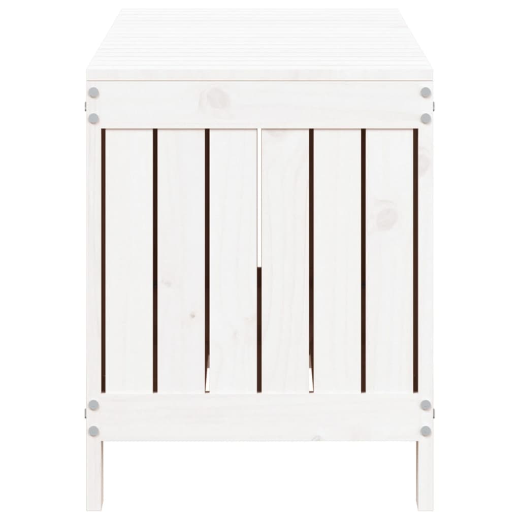 vidaXL Cutie de depozitare grădină, alb, 108x42,5x54 cm lemn masiv pin vidaXL Cutie de depozitare grădină, alb, 108x42,5x54 cm lemn masiv pin