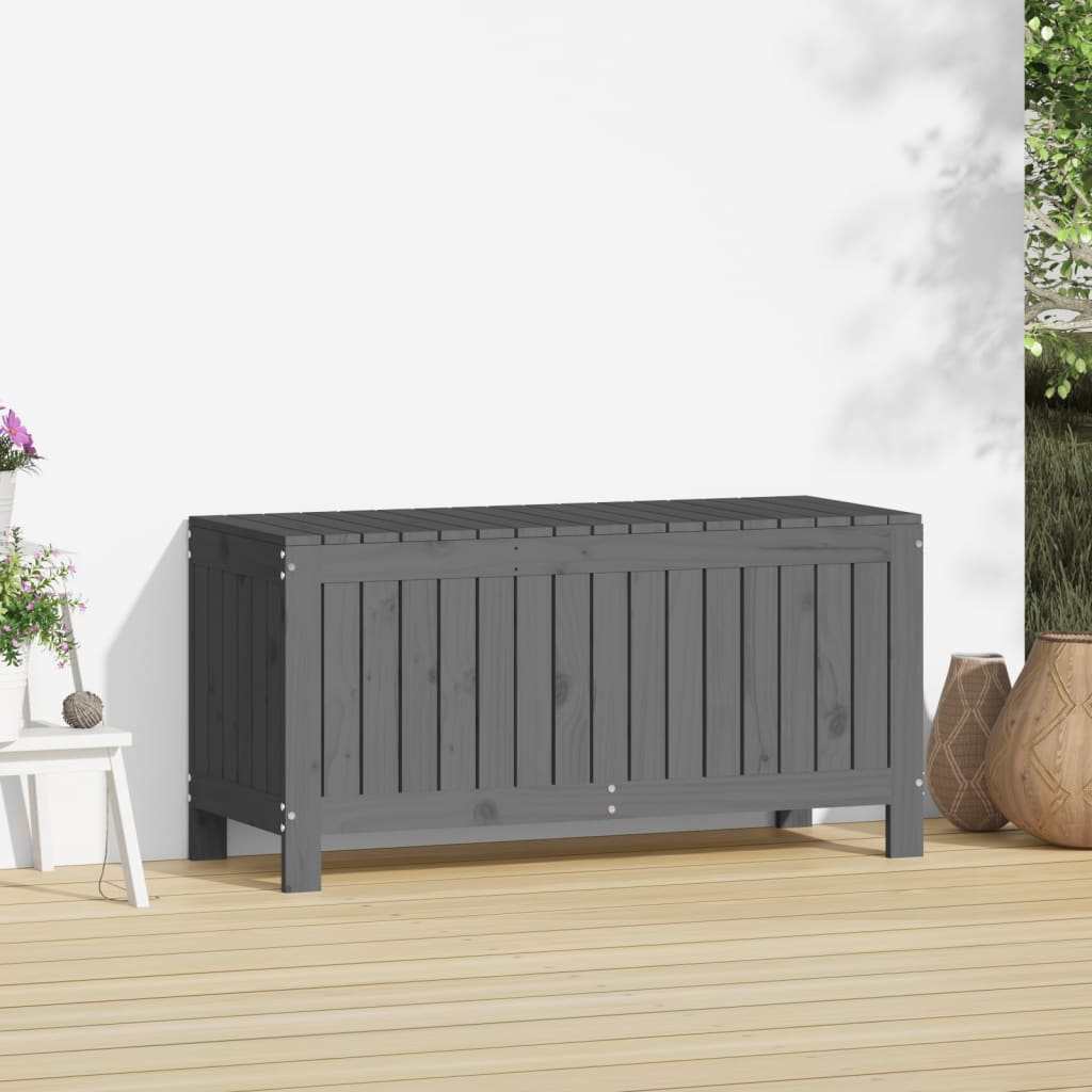 vidaXL Cutie de depozitare grădină, gri, 108x42,5x54 cm lemn masiv pin vidaXL Cutie de depozitare grădină, gri, 108x42,5x54 cm lemn masiv pin