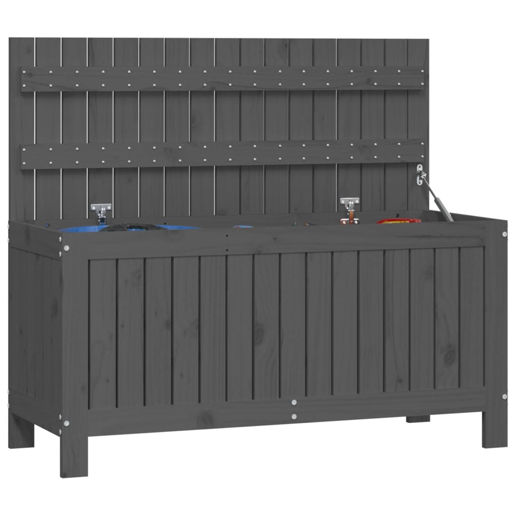 vidaXL Cutie de depozitare grădină, gri, 108x42,5x54 cm lemn masiv pin vidaXL Cutie de depozitare grădină, gri, 108x42,5x54 cm lemn masiv pin