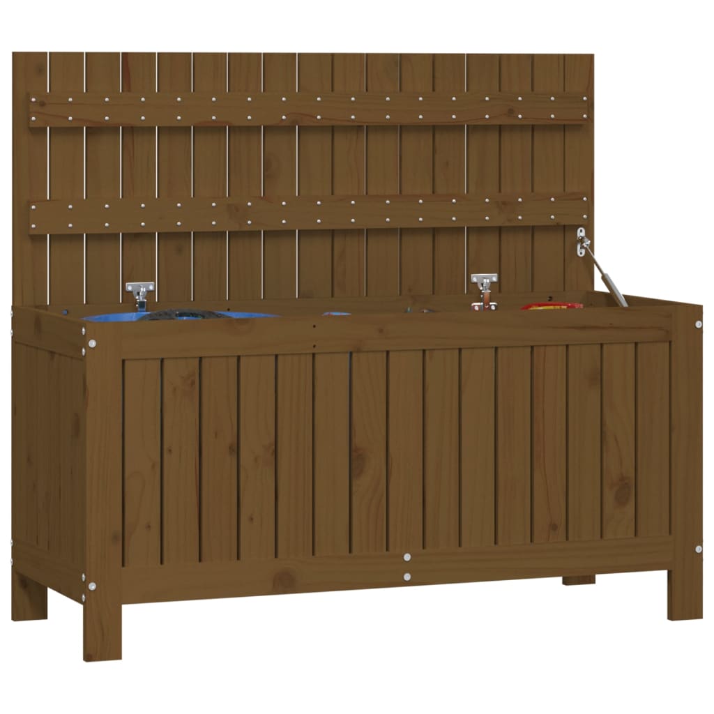 vidaXL Cutie depozitare grădină, maro miere, 108x42,5x54 cm, lemn pin vidaXL Cutie depozitare grădină, maro miere, 108x42,5x54 cm, lemn pin