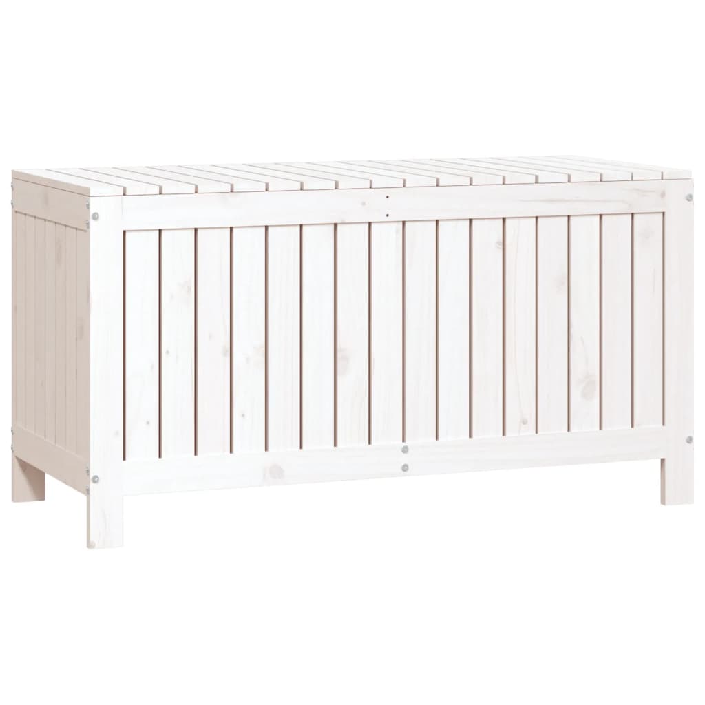 vidaXL Cutie de depozitare grădină, alb, 115x49x60 cm, lemn masiv pin vidaXL Cutie de depozitare grădină, alb, 115x49x60 cm, lemn masiv pin