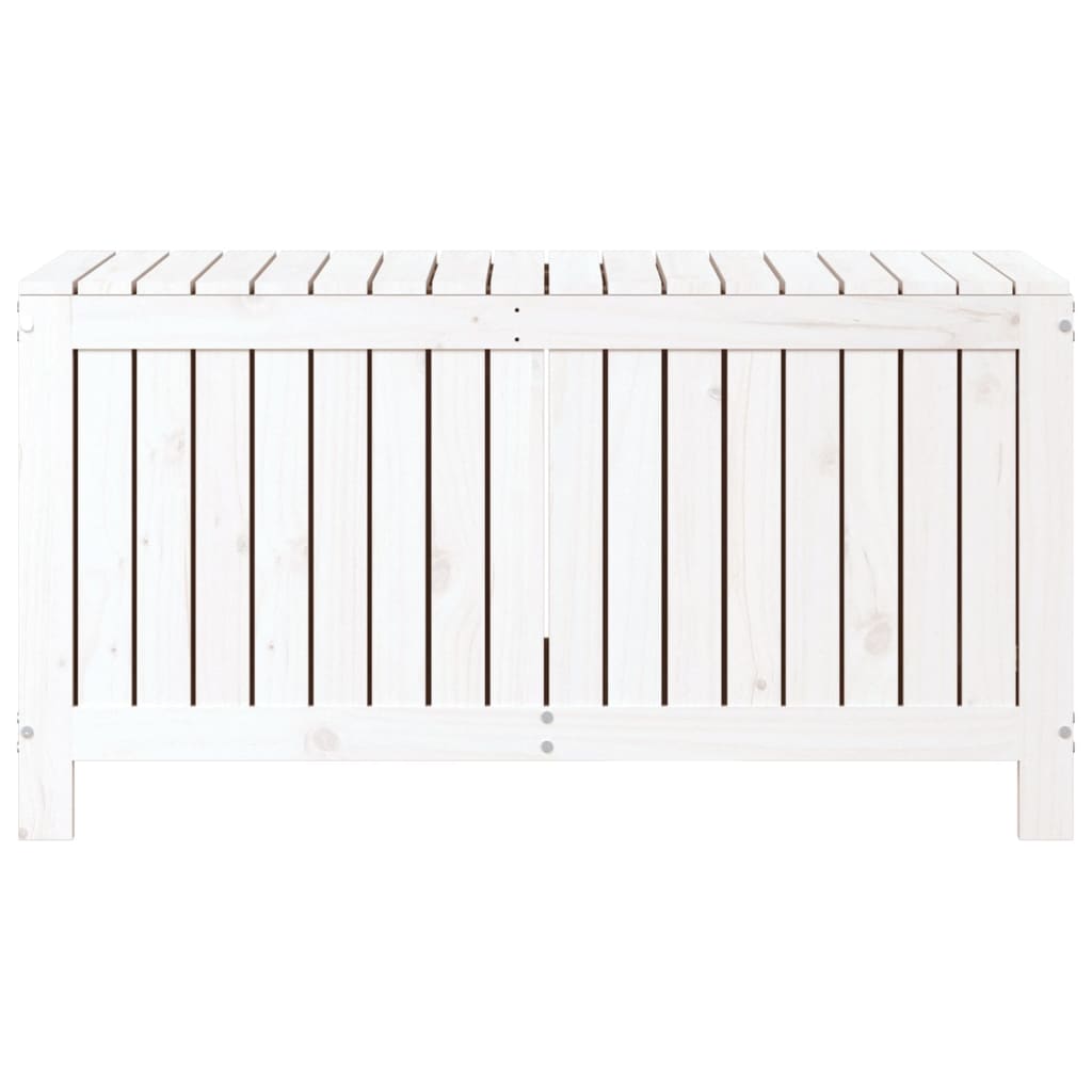 vidaXL Cutie de depozitare grădină, alb, 115x49x60 cm, lemn masiv pin vidaXL Cutie de depozitare grădină, alb, 115x49x60 cm, lemn masiv pin