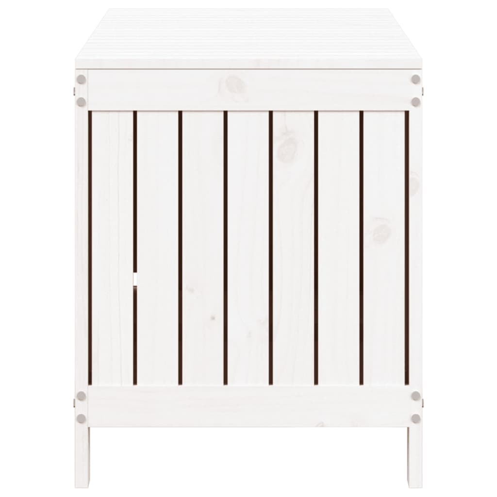 vidaXL Cutie de depozitare grădină, alb, 115x49x60 cm, lemn masiv pin vidaXL Cutie de depozitare grădină, alb, 115x49x60 cm, lemn masiv pin