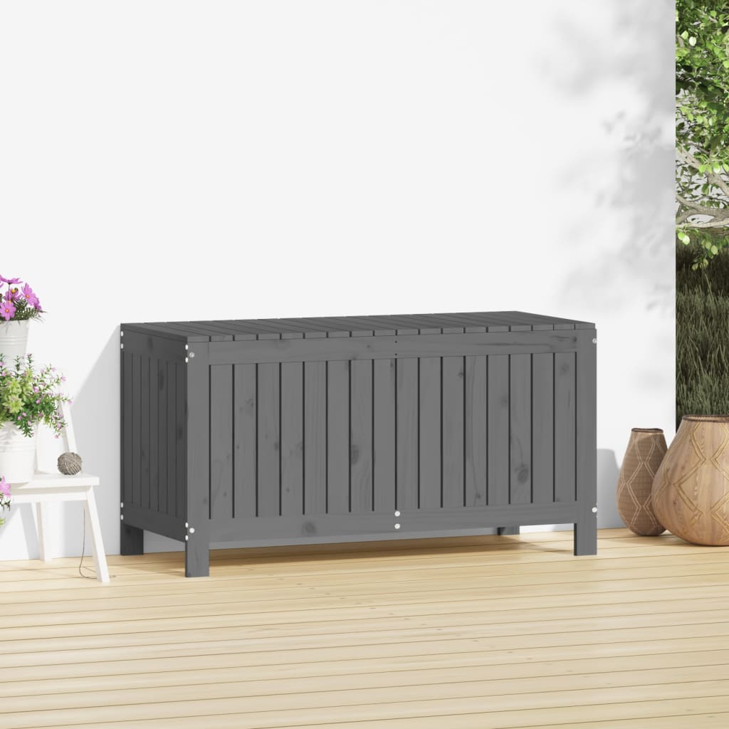 vidaXL Cutie de depozitare grădină, gri, 115x49x60 cm, lemn masiv pin vidaXL Cutie de depozitare grădină, gri, 115x49x60 cm, lemn masiv pin