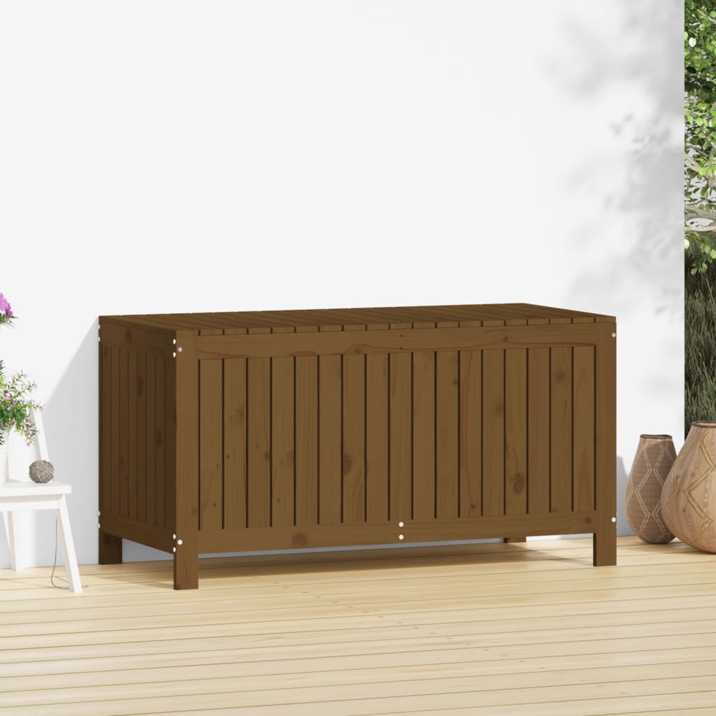 vidaXL Cutie depozitare grădină, maro miere, 121x55x64 cm, lemn pin vidaXL Cutie depozitare grădină, maro miere, 121x55x64 cm, lemn pin