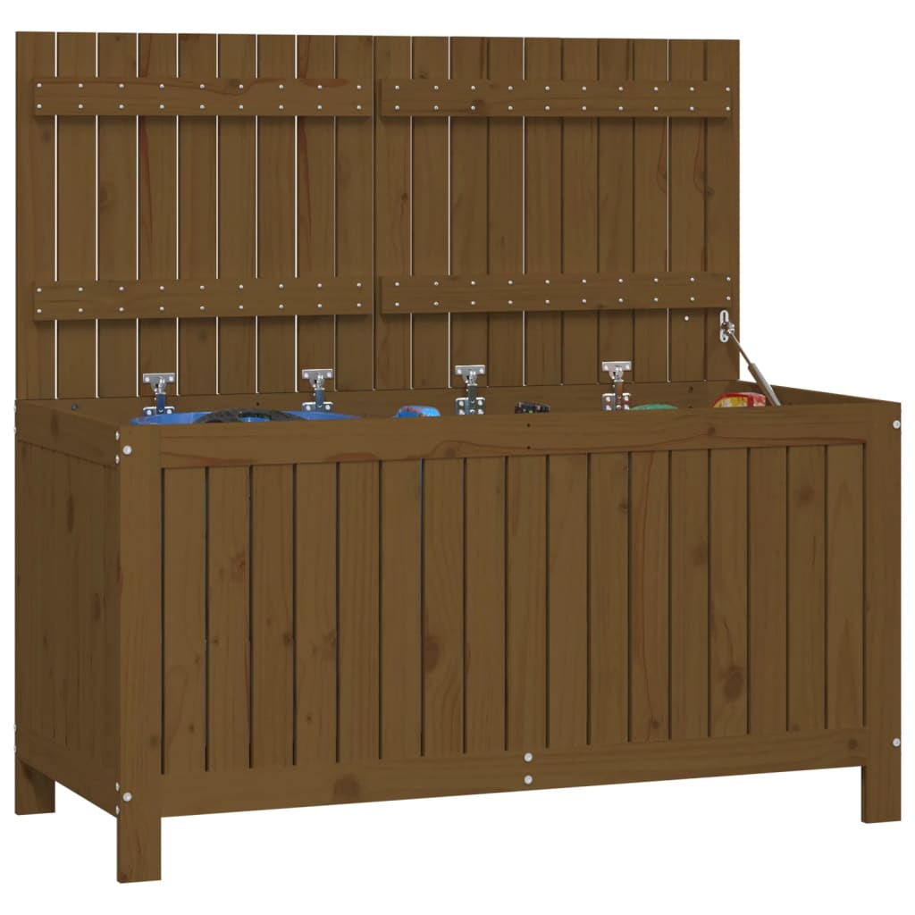 vidaXL Cutie depozitare grădină, maro miere, 121x55x64 cm, lemn pin vidaXL Cutie depozitare grădină, maro miere, 121x55x64 cm, lemn pin
