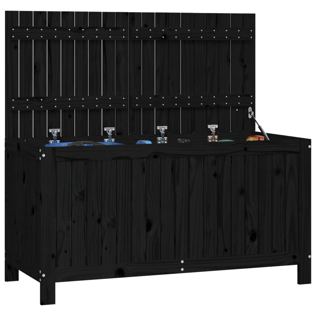 vidaXL Cutie de depozitare grădină, negru, 121x55x64 cm lemn masiv pin vidaXL Cutie de depozitare grădină, negru, 121x55x64 cm lemn masiv pin
