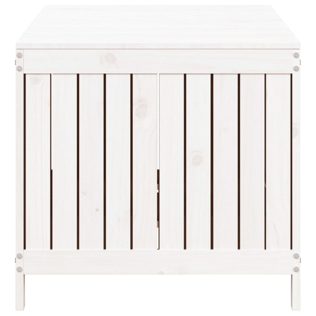 vidaXL Cutie de depozitare grădină, alb, 147x68x64 cm, lemn masiv pin vidaXL Cutie de depozitare grădină, alb, 147x68x64 cm, lemn masiv pin