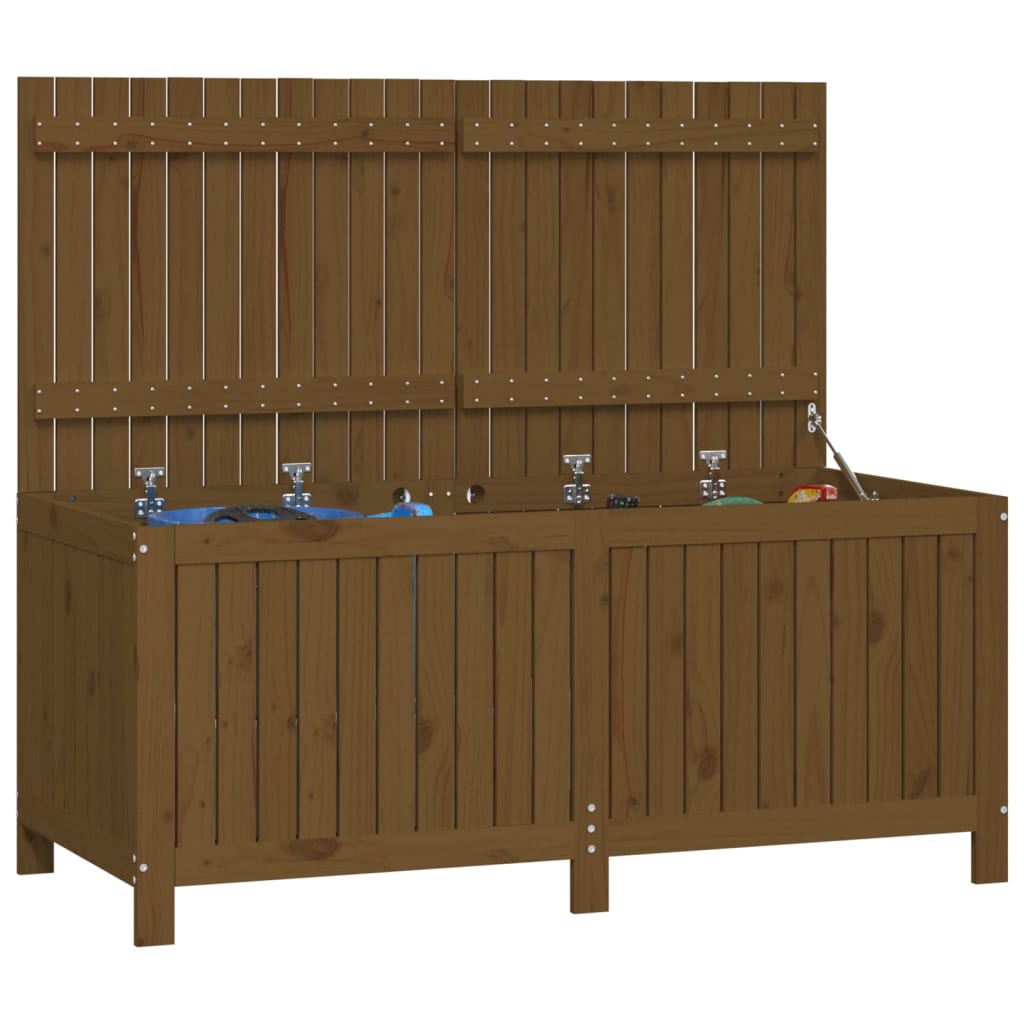 vidaXL Cutie depozitare grădină, maro miere, 147x68x64 cm, lemn pin vidaXL Cutie depozitare grădină, maro miere, 147x68x64 cm, lemn pin