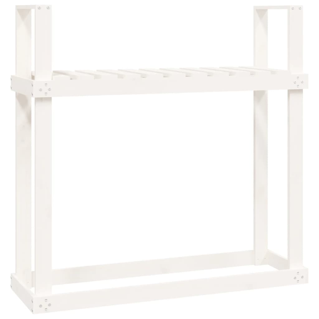 vidaXL Rastel pentru lemne de foc, alb, 110x35x108,5 cm lemn masiv pin vidaXL Rastel pentru lemne de foc, alb, 110x35x108,5 cm lemn masiv pin