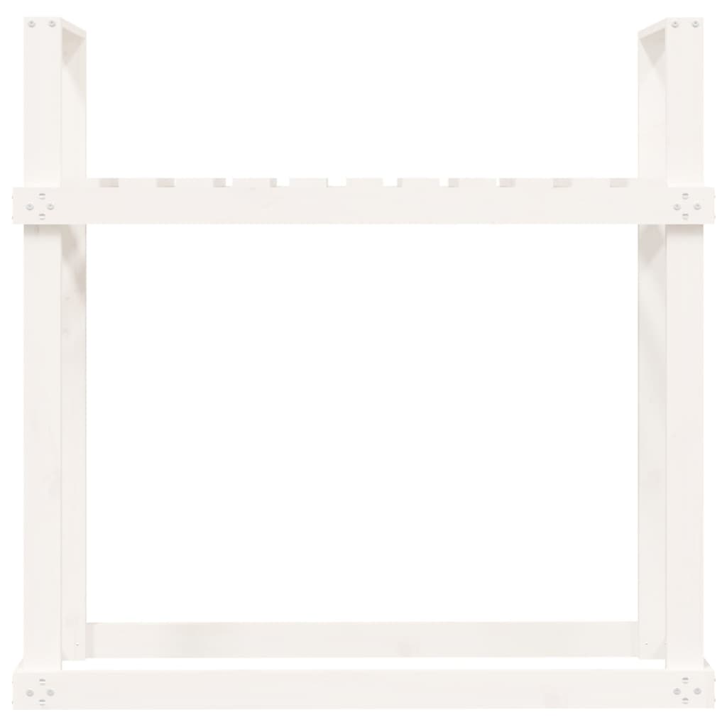 vidaXL Rastel pentru lemne de foc, alb, 110x35x108,5 cm lemn masiv pin vidaXL Rastel pentru lemne de foc, alb, 110x35x108,5 cm lemn masiv pin