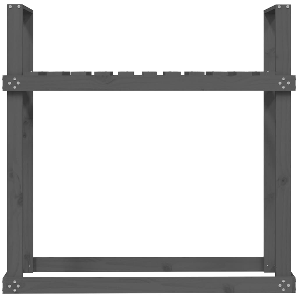 vidaXL Rastel pentru lemne de foc, gri, 110x35x108,5 cm lemn masiv pin vidaXL Rastel pentru lemne de foc, gri, 110x35x108,5 cm lemn masiv pin