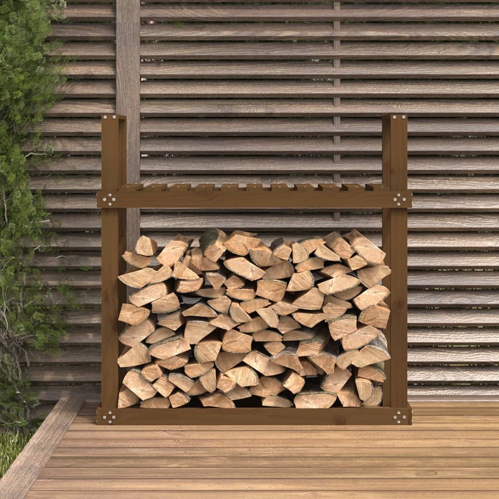 vidaXL Rastel lemne de foc, maro miere, 110x35x108,5 cm lemn masiv pin vidaXL Rastel lemne de foc, maro miere, 110x35x108,5 cm lemn masiv pin