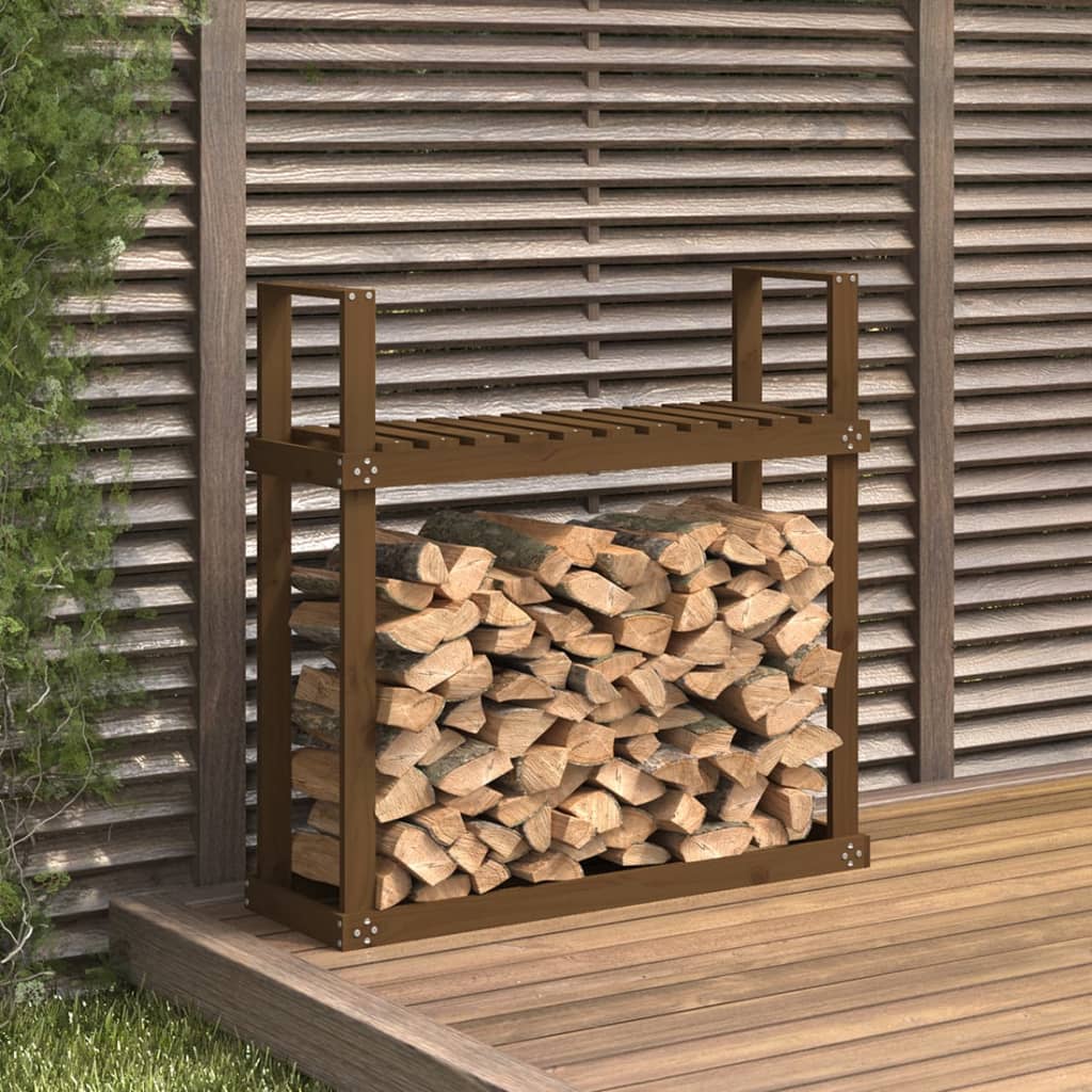 vidaXL Rastel lemne de foc, maro miere, 110x35x108,5 cm lemn masiv pin vidaXL Rastel lemne de foc, maro miere, 110x35x108,5 cm lemn masiv pin