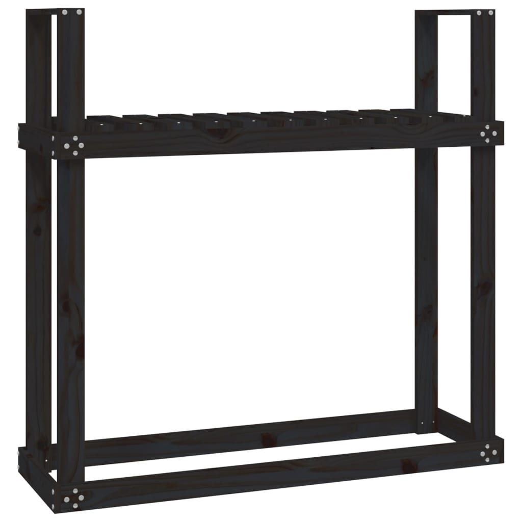 vidaXL Rastel pentru lemne de foc negru 110x35x108,5 cm lemn masiv pin vidaXL Rastel pentru lemne de foc negru 110x35x108,5 cm lemn masiv pin