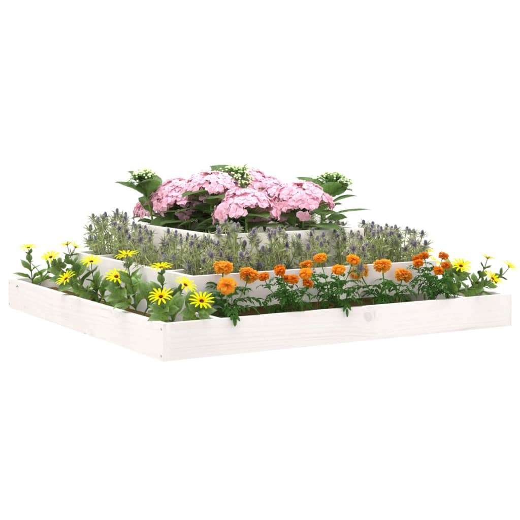 vidaXL Jardinieră, alb, 110x110x27 cm, lemn masiv de pin