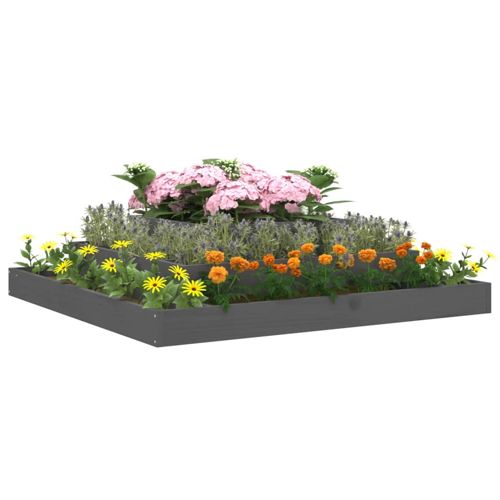 vidaXL Jardinieră, gri, 110x110x27 cm, lemn masiv de pin