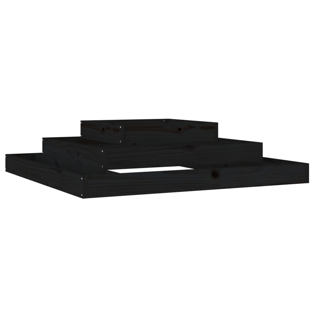 vidaXL Jardinieră, negru, 110x110x27 cm, lemn masiv de pin