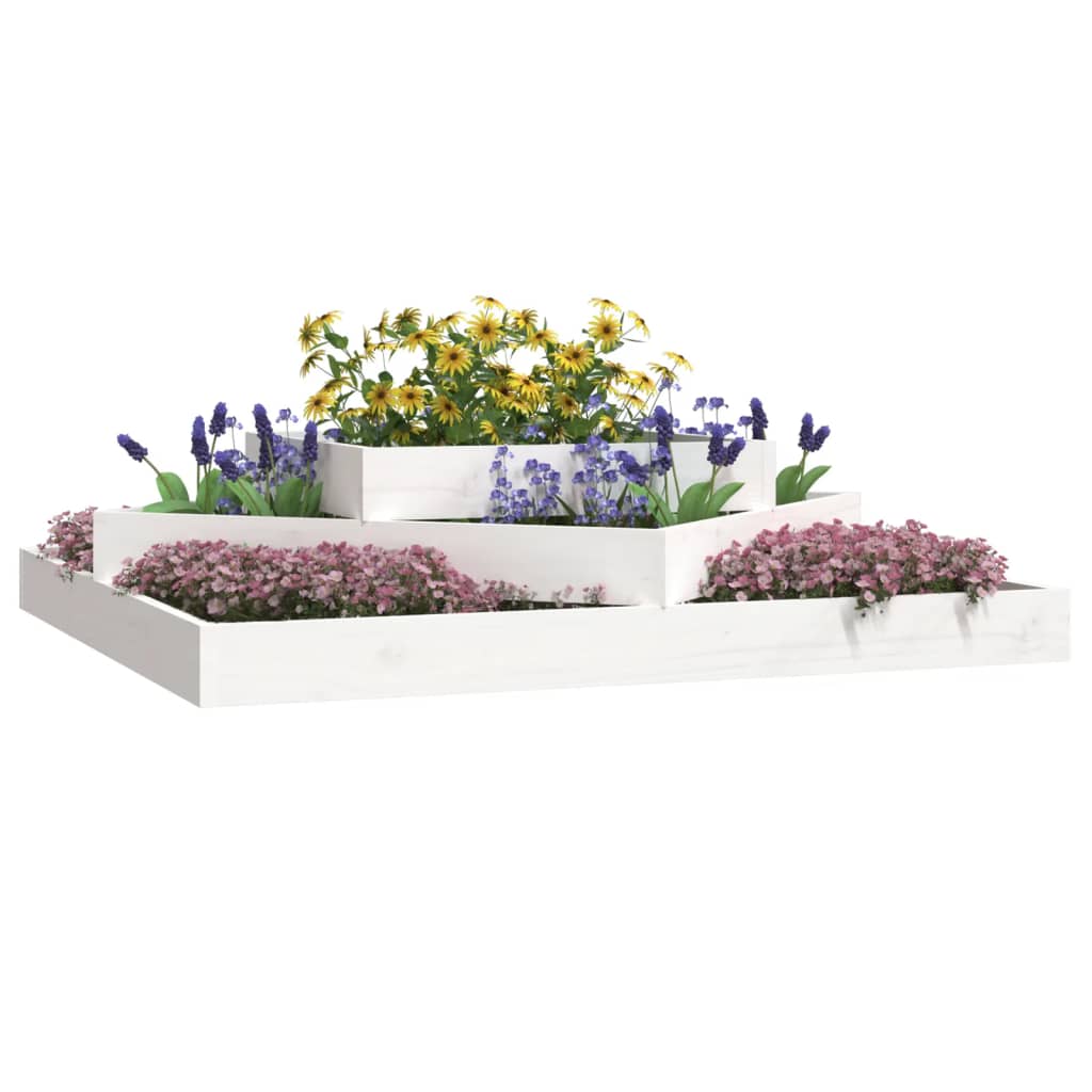 vidaXL Jardinieră, alb, 112x112x27 cm, lemn masiv de pin vidaXL Jardinieră, alb, 112x112x27 cm, lemn masiv de pin