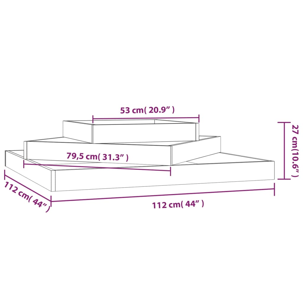 vidaXL Jardinieră, alb, 112x112x27 cm, lemn masiv de pin vidaXL Jardinieră, alb, 112x112x27 cm, lemn masiv de pin