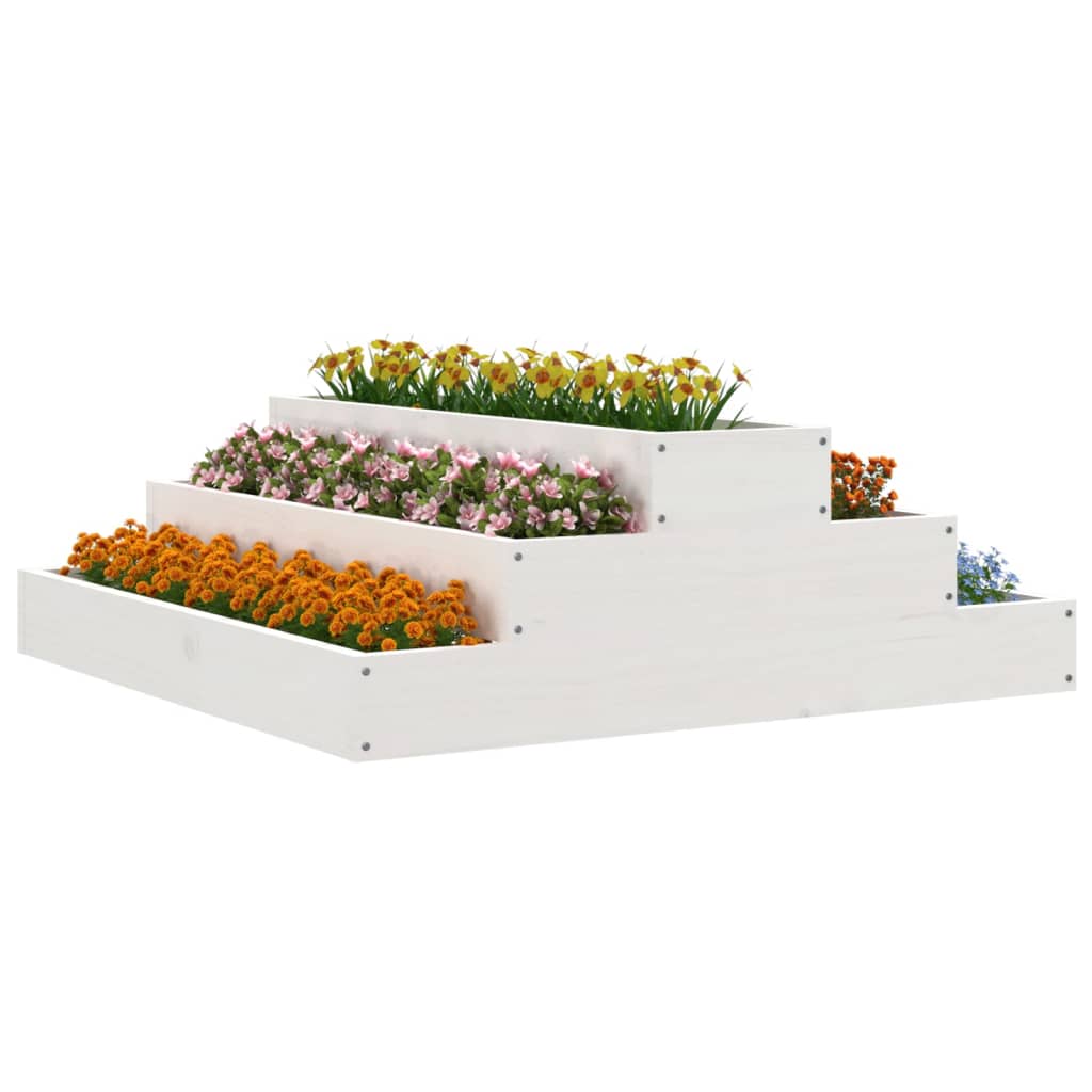 vidaXL Jardinieră, alb, 80x80x27 cm, lemn masiv de pin