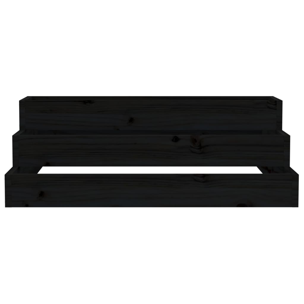 vidaXL Jardinieră, negru, 80x80x27 cm, lemn masiv de pin