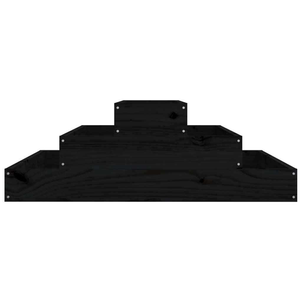 vidaXL Jardinieră, negru, 80x80x27 cm, lemn masiv de pin