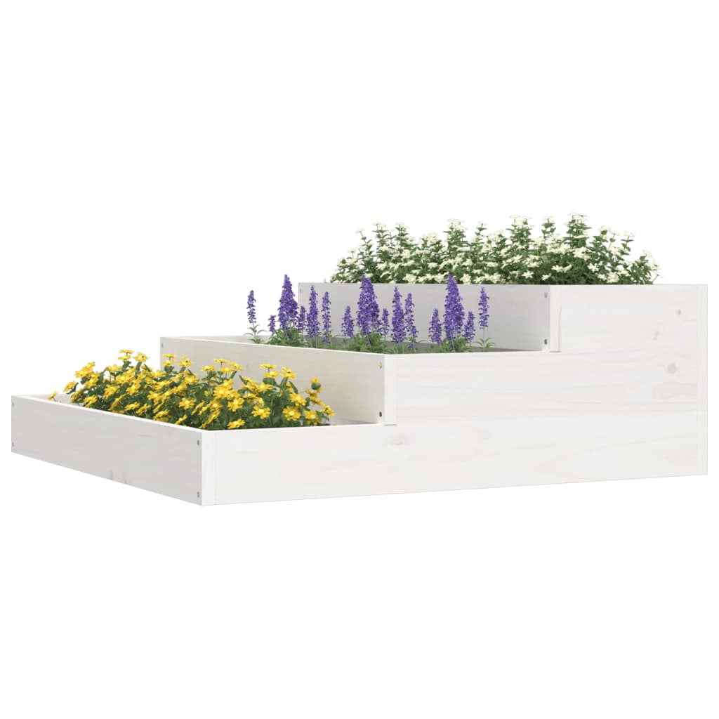 vidaXL Jardinieră, alb, 78x78x27 cm, lemn masiv de pin