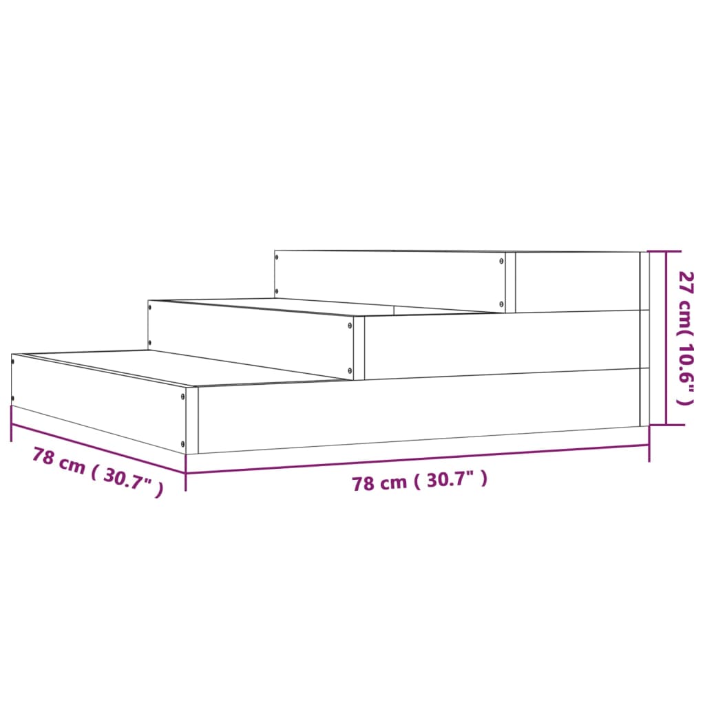 vidaXL Jardinieră, alb, 78x78x27 cm, lemn masiv de pin
