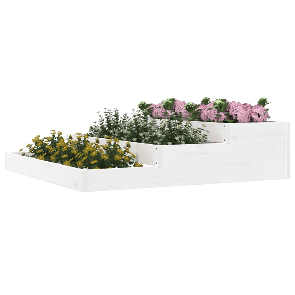 vidaXL Jardinieră, alb, 107x107x27 cm, lemn masiv de pin